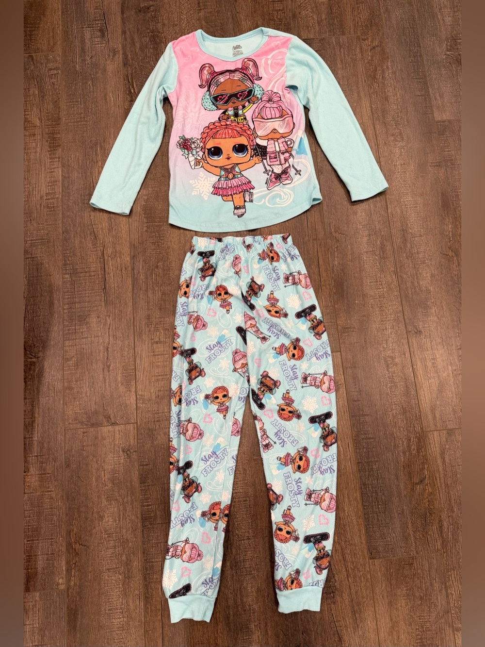 LOL Surprise Girls Winter Pajama Set Size 7/8 Aqua Blue Ski Snow